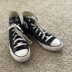 Black and white converse, rarely worn, will clean up before shipping out